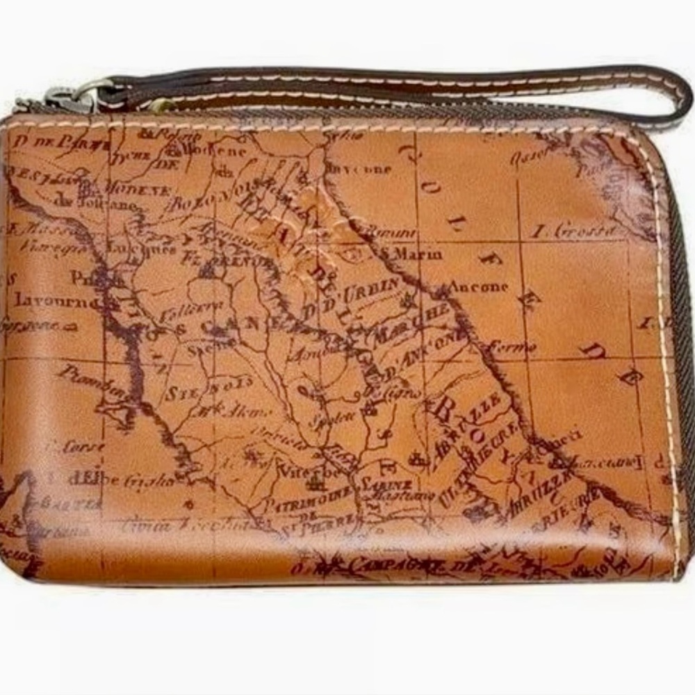 Patricia Nash Brown Map Print Wristlet